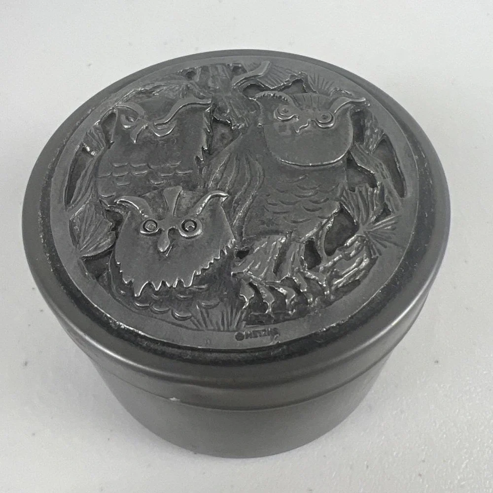 Vintage Pewter Owl‎ box by Metzke